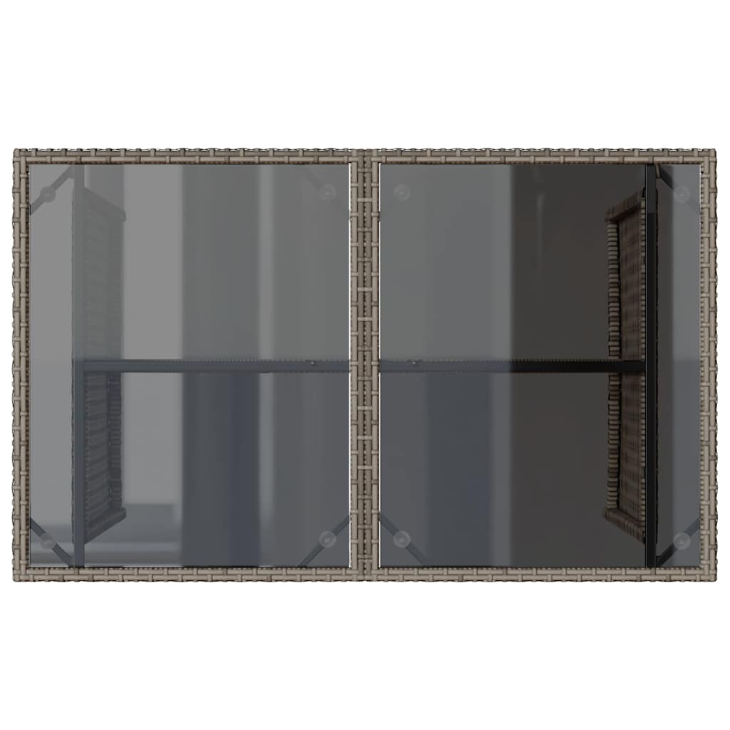 vidaXL Tuintafel met glazen blad 110x68x70 cm poly rattan zwart