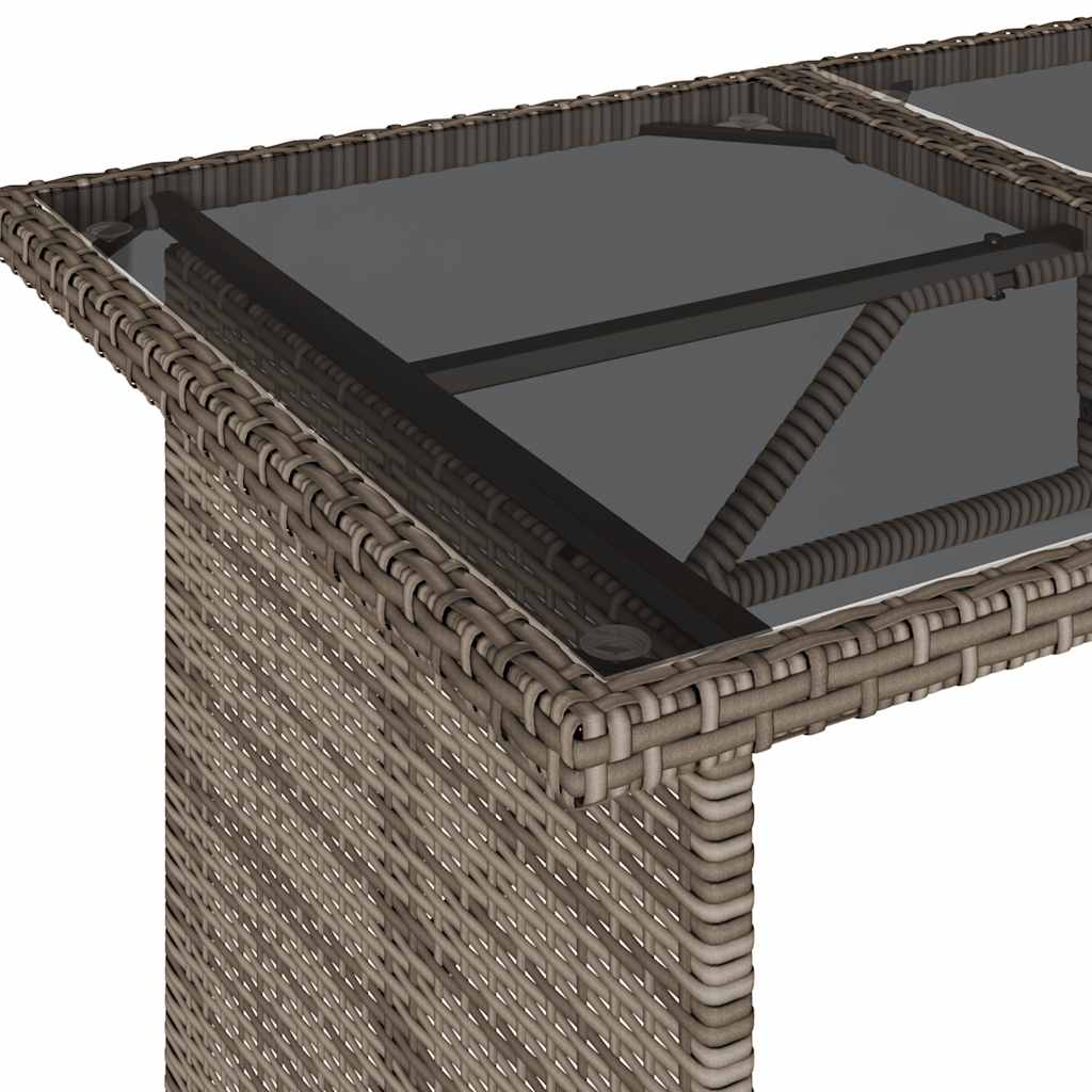 vidaXL Tuintafel met glazen blad 110x68x70 cm poly rattan zwart