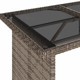 vidaXL Tuintafel met glazen blad 110x68x70 cm poly rattan zwart