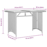 vidaXL Tuintafel met glazen blad 110x68x70 cm poly rattan zwart