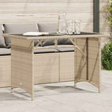 vidaXL Tuintafel met glazen blad 110x68x70 cm poly rattan zwart