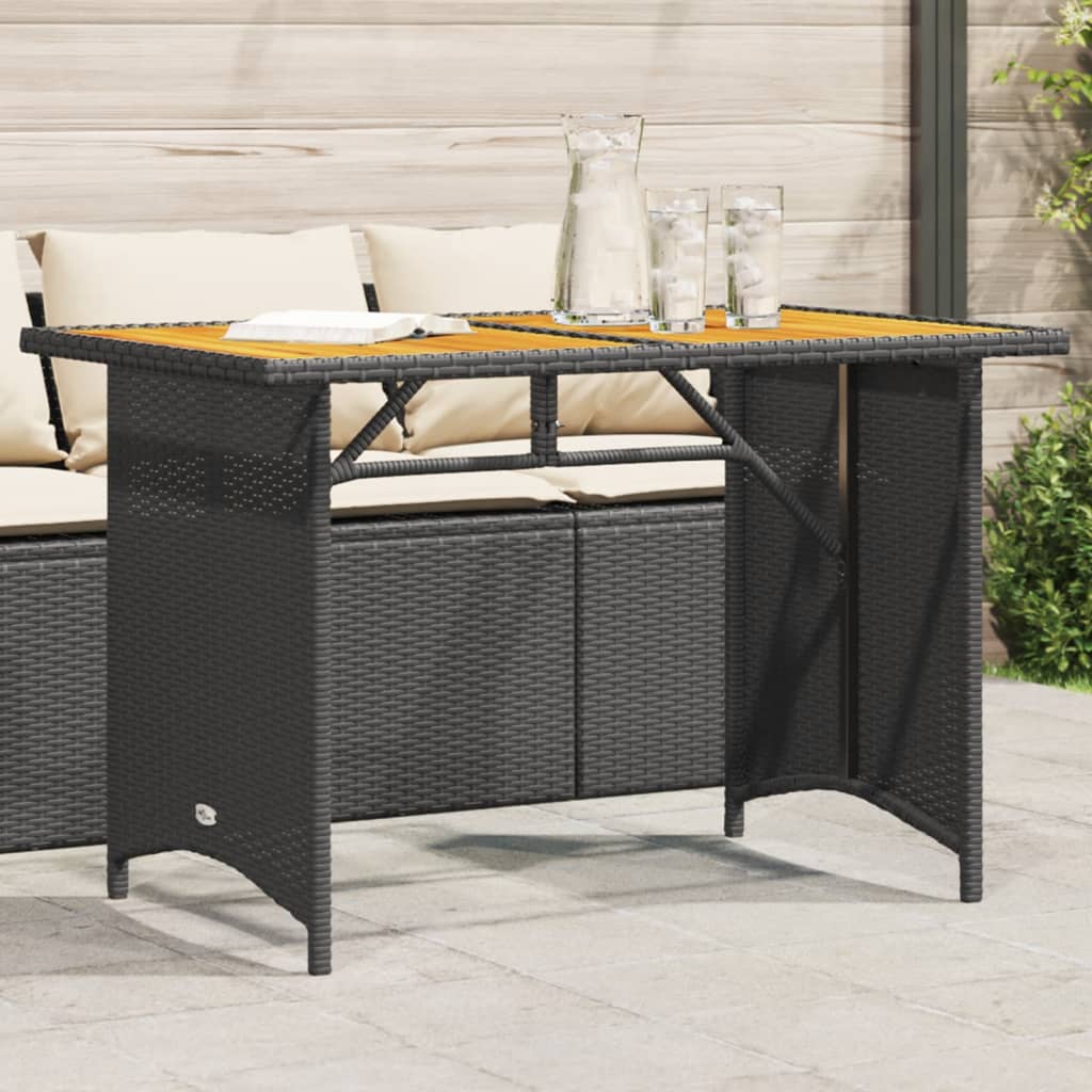 vidaXL Tuintafel met glazen blad 110x68x70 cm poly rattan zwart