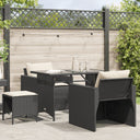 vidaXL 4-delige Loungeset met kussens poly rattan zwart