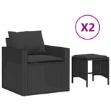 vidaXL 4-delige Loungeset met kussens poly rattan zwart