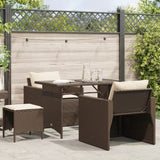 vidaXL 4-delige Loungeset met kussens poly rattan zwart