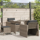 vidaXL 4-delige Loungeset met kussens poly rattan zwart