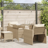 vidaXL 4-delige Loungeset met kussens poly rattan zwart