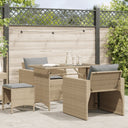 vidaXL 4-delige Loungeset met kussens poly rattan zwart