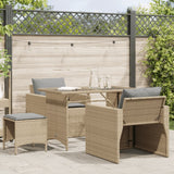 vidaXL 4-delige Loungeset met kussens poly rattan zwart