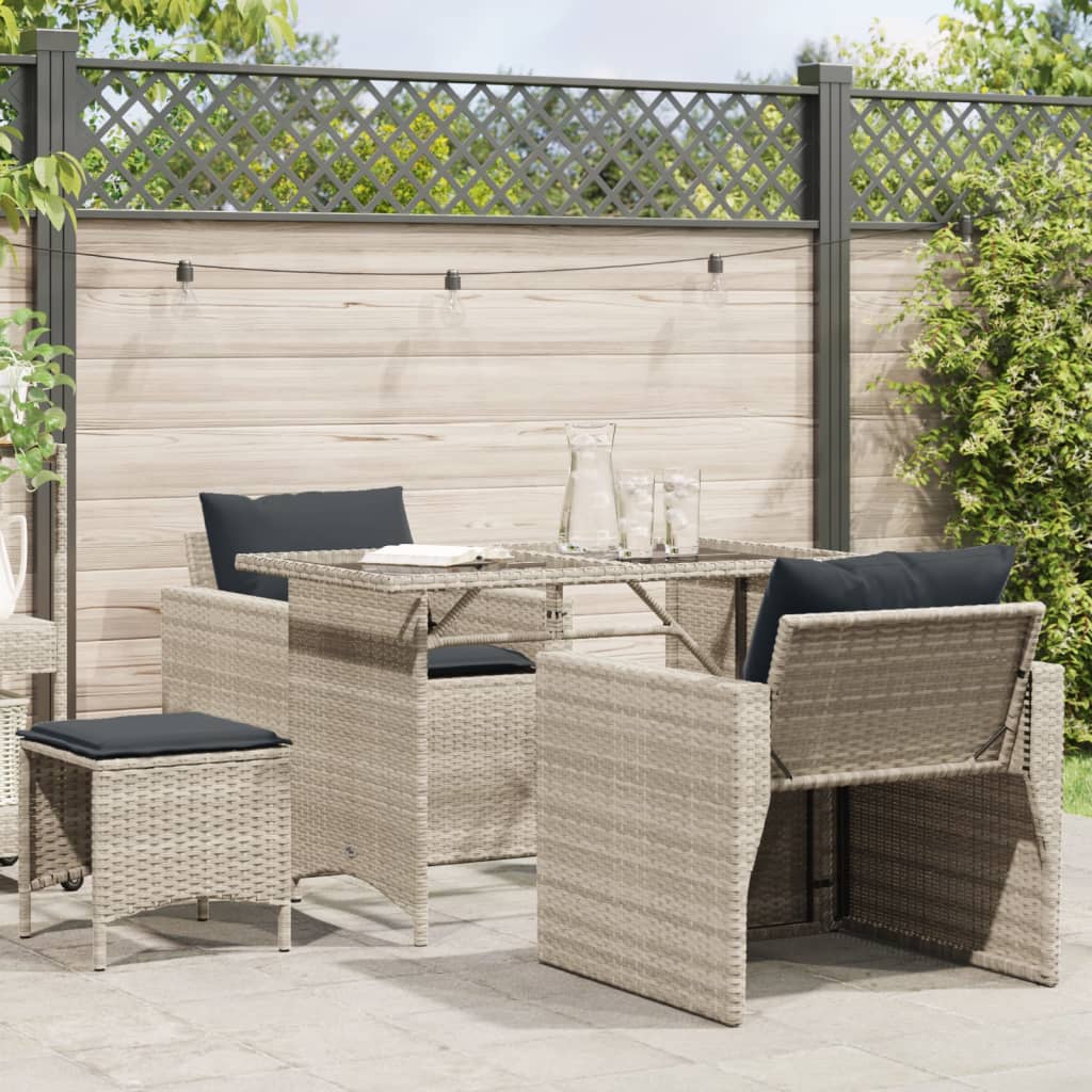 vidaXL 4-delige Loungeset met kussens poly rattan zwart