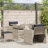 vidaXL 4-delige Loungeset met kussens poly rattan zwart