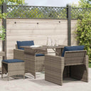 vidaXL 4-delige Loungeset met kussens poly rattan bruin