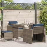 vidaXL 4-delige Loungeset met kussens poly rattan bruin