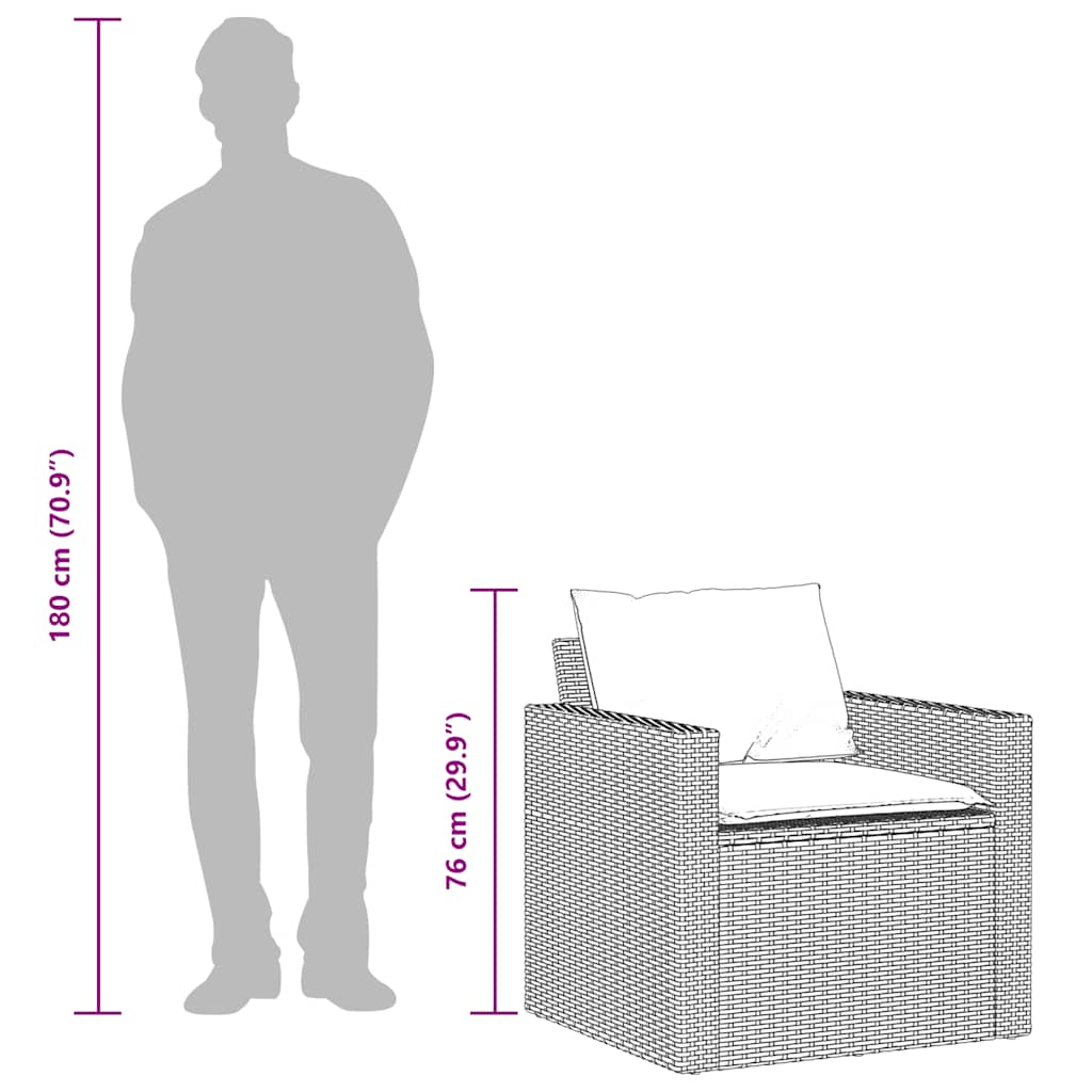 vidaXL 4-delige Loungeset met kussens poly rattan bruin