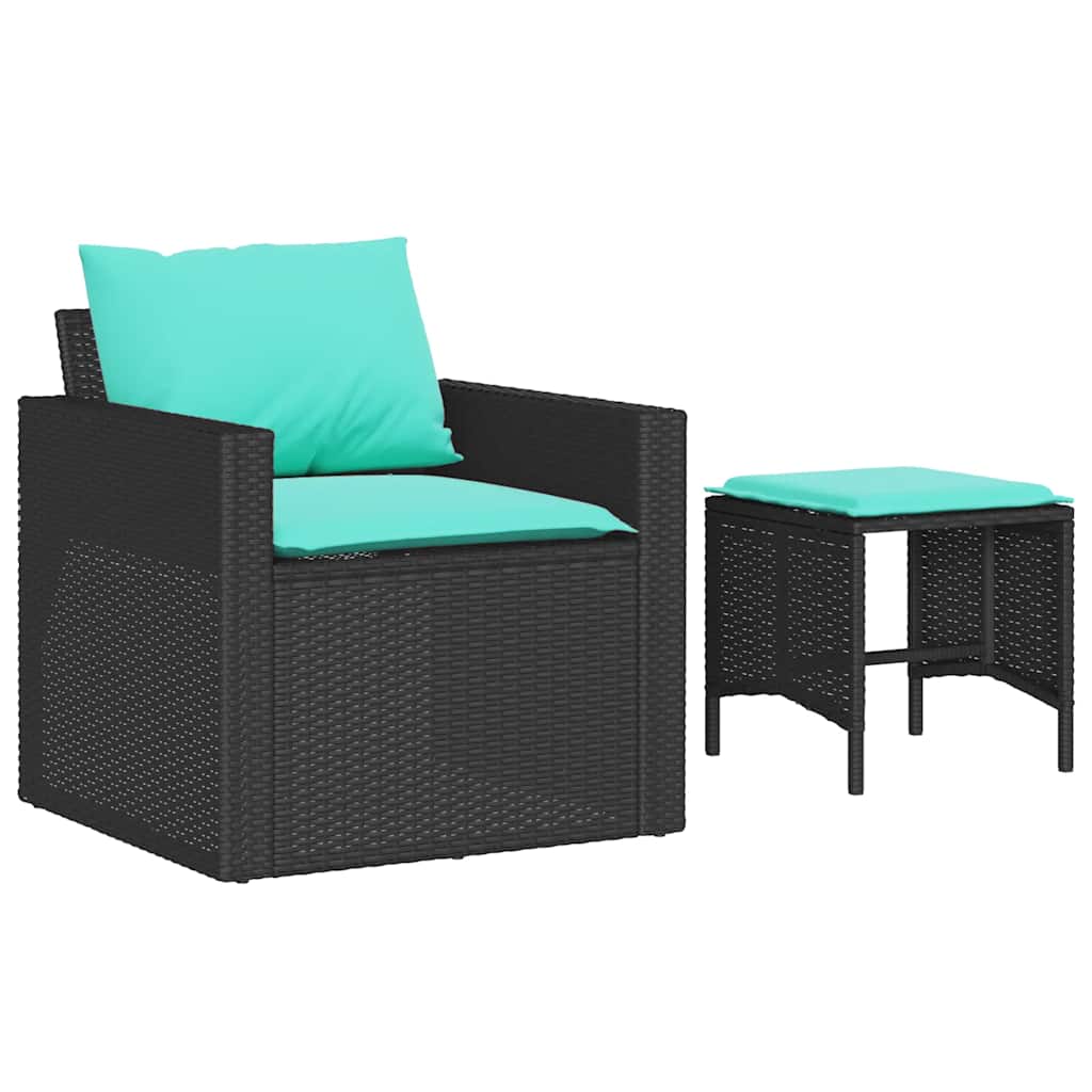 vidaXL 4-delige Loungeset met kussens poly rattan bruin