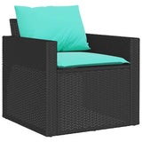 vidaXL 4-delige Loungeset met kussens poly rattan bruin