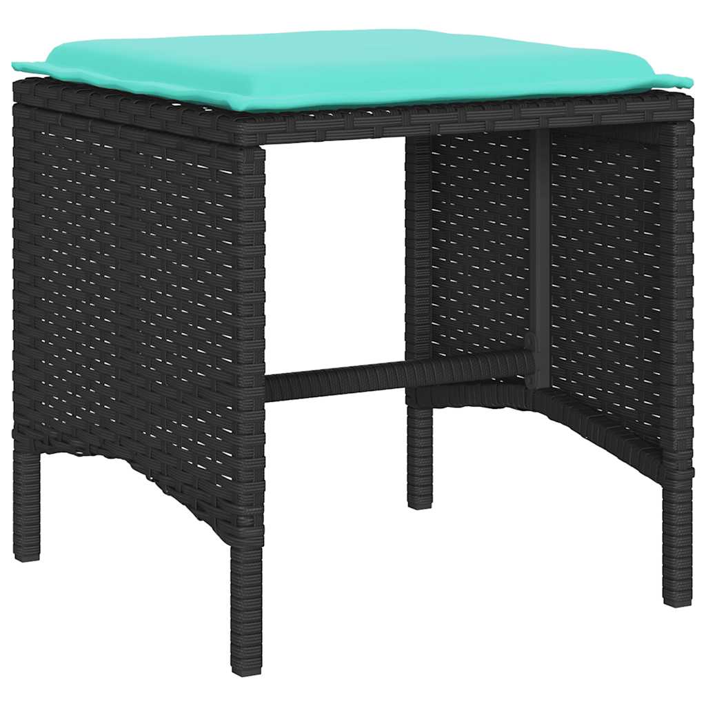 vidaXL 4-delige Loungeset met kussens poly rattan bruin