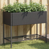 vidaXL Plantenbakken met schap 2 st 90x40x75 poly rattan zwart