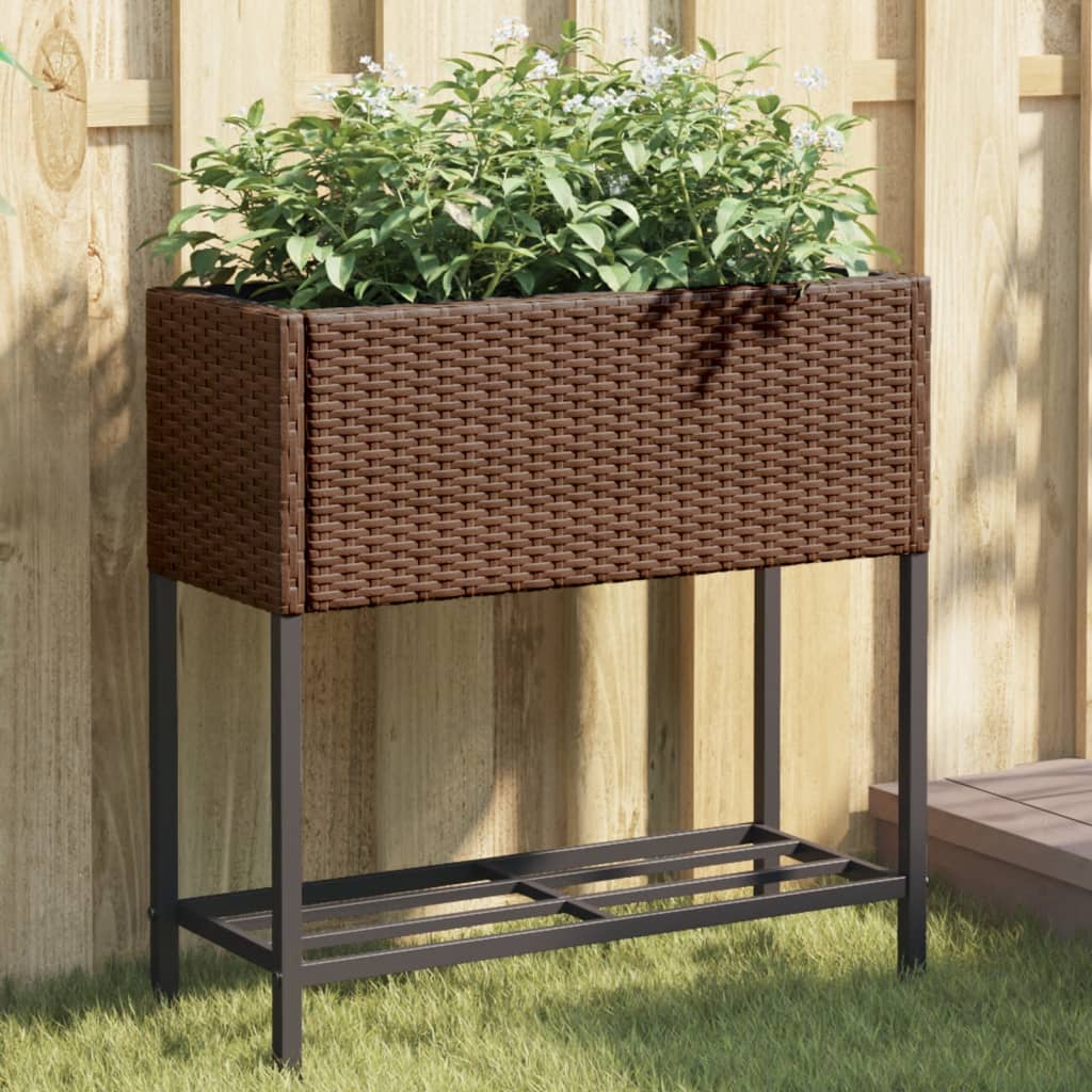 vidaXL Plantenbakken met schap 2 st 90x40x75 poly rattan zwart