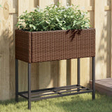 vidaXL Plantenbakken met schap 2 st 90x40x75 poly rattan zwart