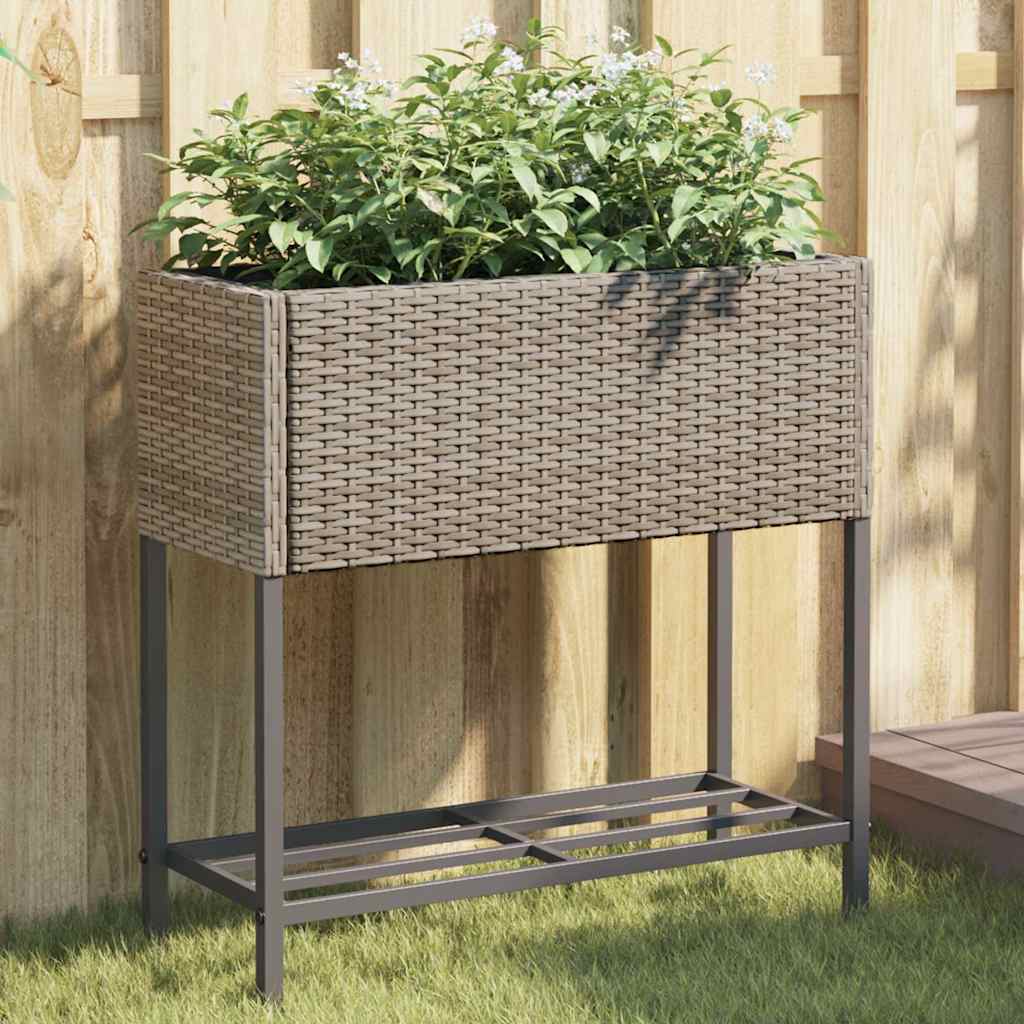 vidaXL Plantenbakken met schap 2 st 90x40x75 poly rattan zwart