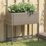 vidaXL Plantenbakken met schap 2 st 90x40x75 poly rattan zwart