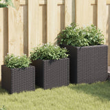 vidaXL Planters 3 pcs poly rattan black