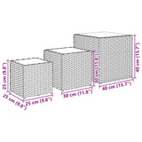 vidaXL Planters 3 pcs poly rattan black