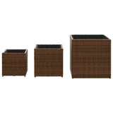 vidaXL Planters 3 pcs poly rattan black