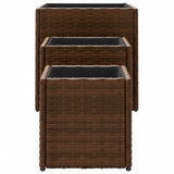 vidaXL Planters 3 pcs poly rattan black