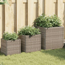 vidaXL Planters 3 pcs poly rattan black