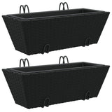 vidaXL Plantenbakken 2 st met haken poly rattan zwart