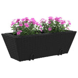 vidaXL Plantenbakken 2 st met haken poly rattan zwart