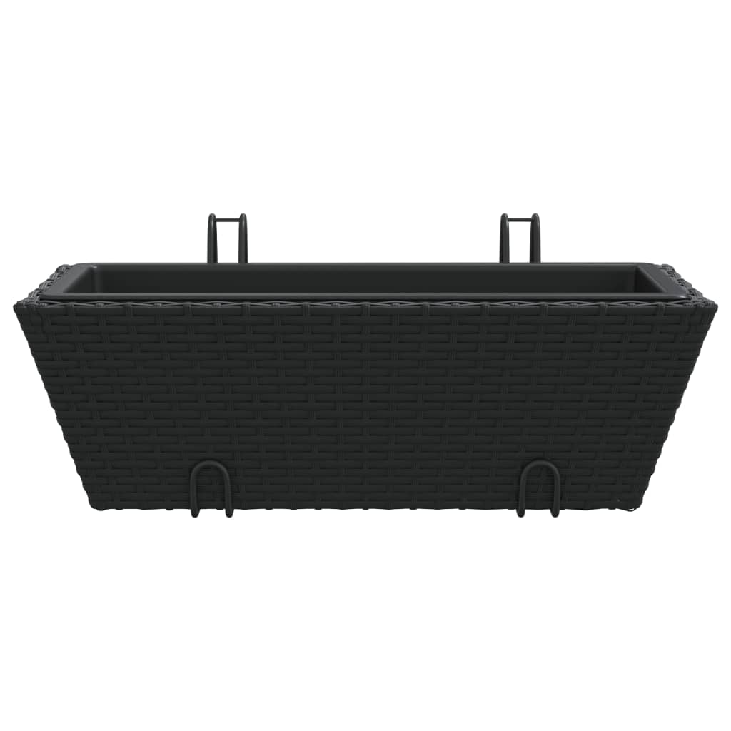 vidaXL Plantenbakken 2 st met haken poly rattan zwart