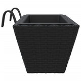 vidaXL Plantenbakken 2 st met haken poly rattan zwart