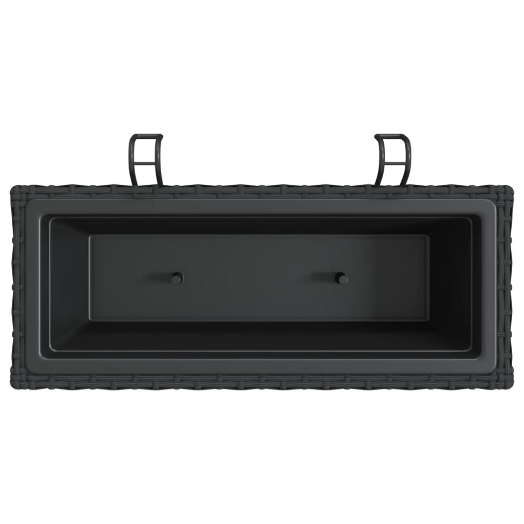 vidaXL Plantenbakken 2 st met haken poly rattan zwart