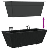 vidaXL Plantenbakken 2 st met haken poly rattan zwart