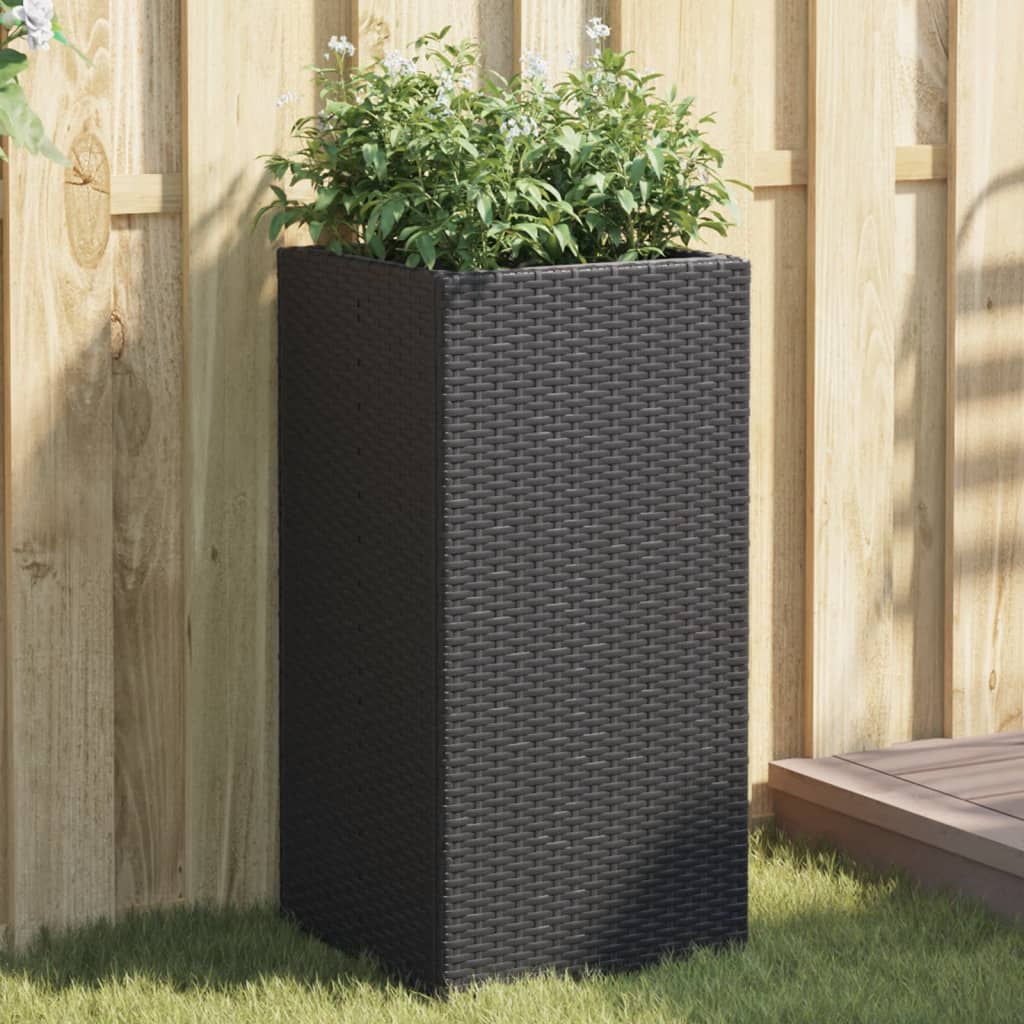 vidaXL Plantenbakken 2 st 30x30x60 cm poly rattan zwart