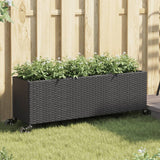 vidaXL Plantenbakken met 3 potten 2 st 105x30x32 cm poly rattan zwart
