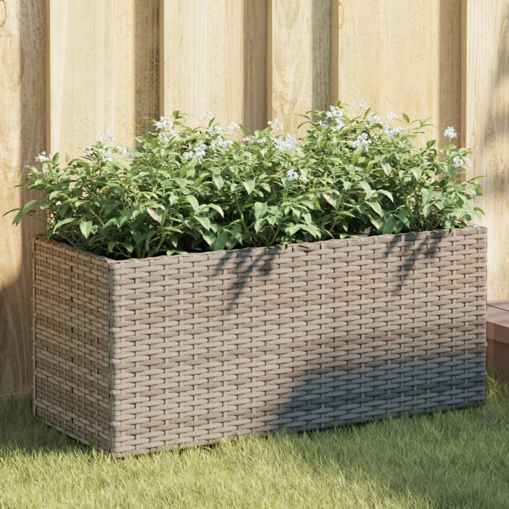 vidaXL Plantenbakken met 3 potten 2 st 105x30x32 cm poly rattan zwart