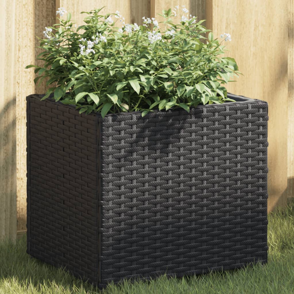 vidaXL Plantenbakken met 3 potten 2 st 105x30x32 cm poly rattan zwart