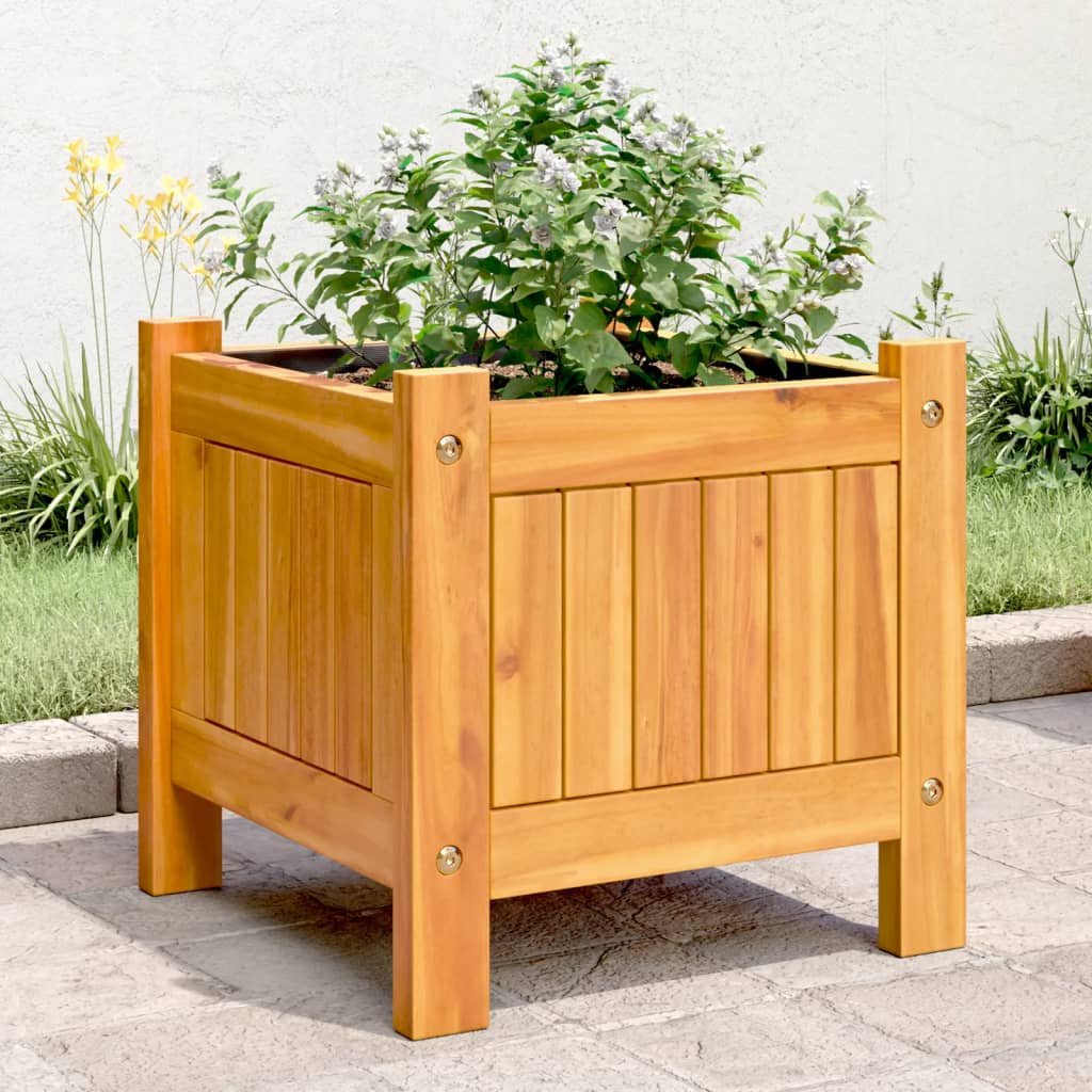 vidaXL Planter with liner 31x31x30 cm solid acacia wood