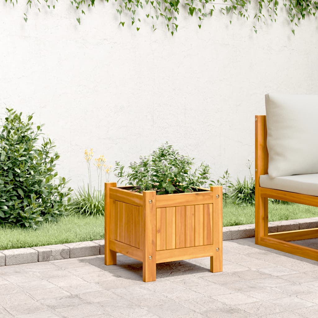 vidaXL Planter with liner 31x31x30 cm solid acacia wood