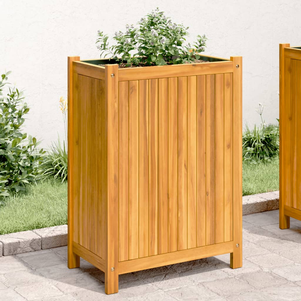 vidaXL Planter with liner 31x31x30 cm solid acacia wood
