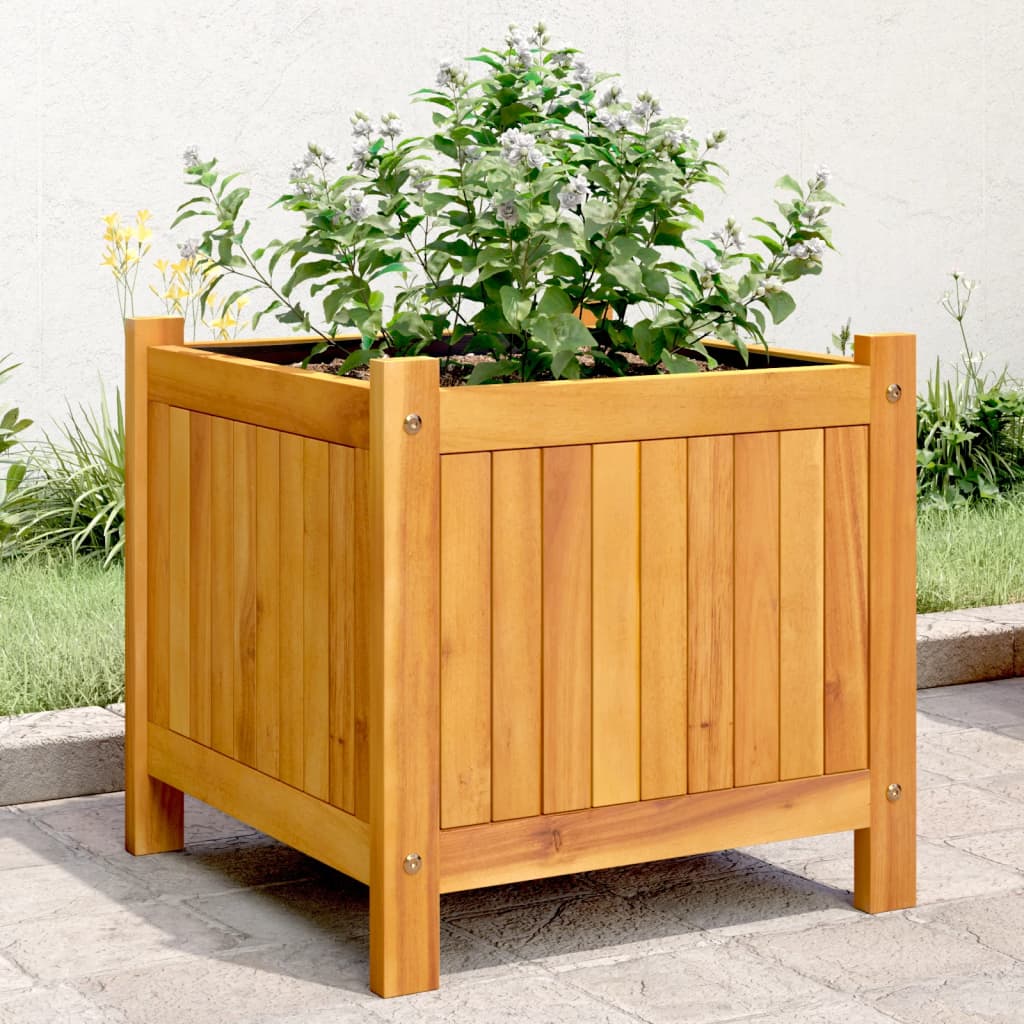 vidaXL Planter with liner 31x31x30 cm solid acacia wood