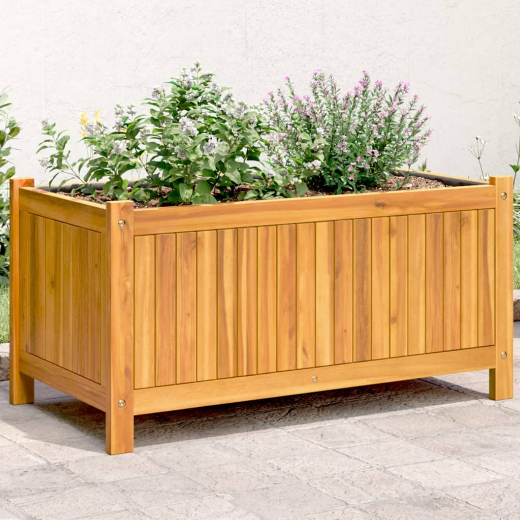 vidaXL Planter with liner 31x31x30 cm solid acacia wood