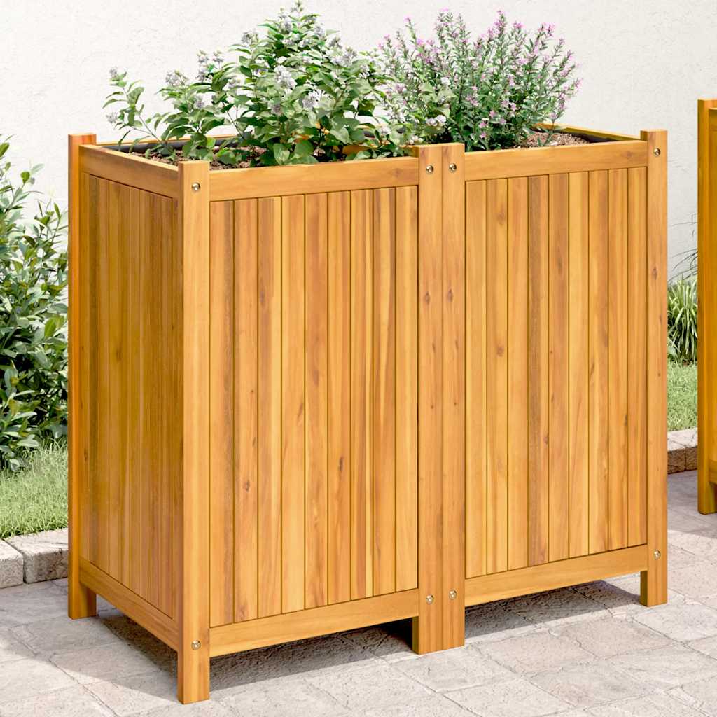 vidaXL Planter with liner 31x31x30 cm solid acacia wood