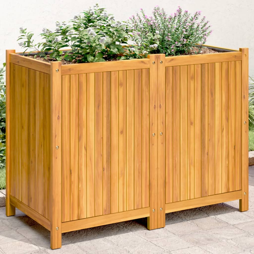 vidaXL Planter with liner 31x31x30 cm solid acacia wood
