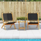 vidaXL Tuinstoelen 2 st inklapbaar met tafel massief hout zwart