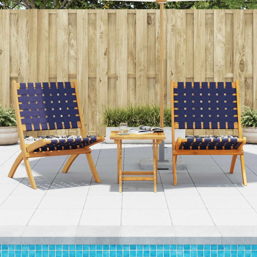 vidaXL Tuinstoelen 2 st inklapbaar met tafel massief hout zwart